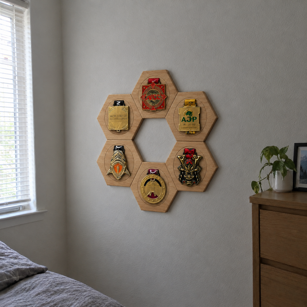 Wood Medal Display for BJJ Winers